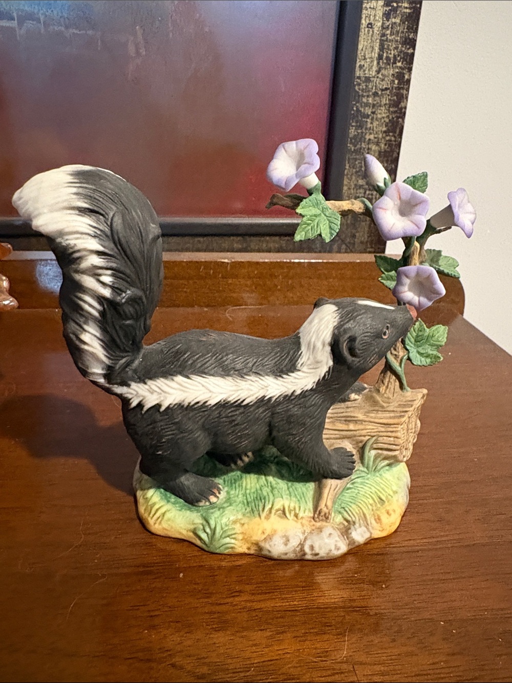 Decorative fine porcelain Skunk Figurine in Black and White -  by Lenox